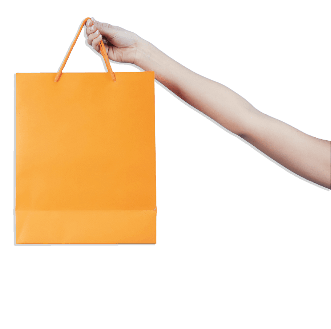 Hand holding packaging material