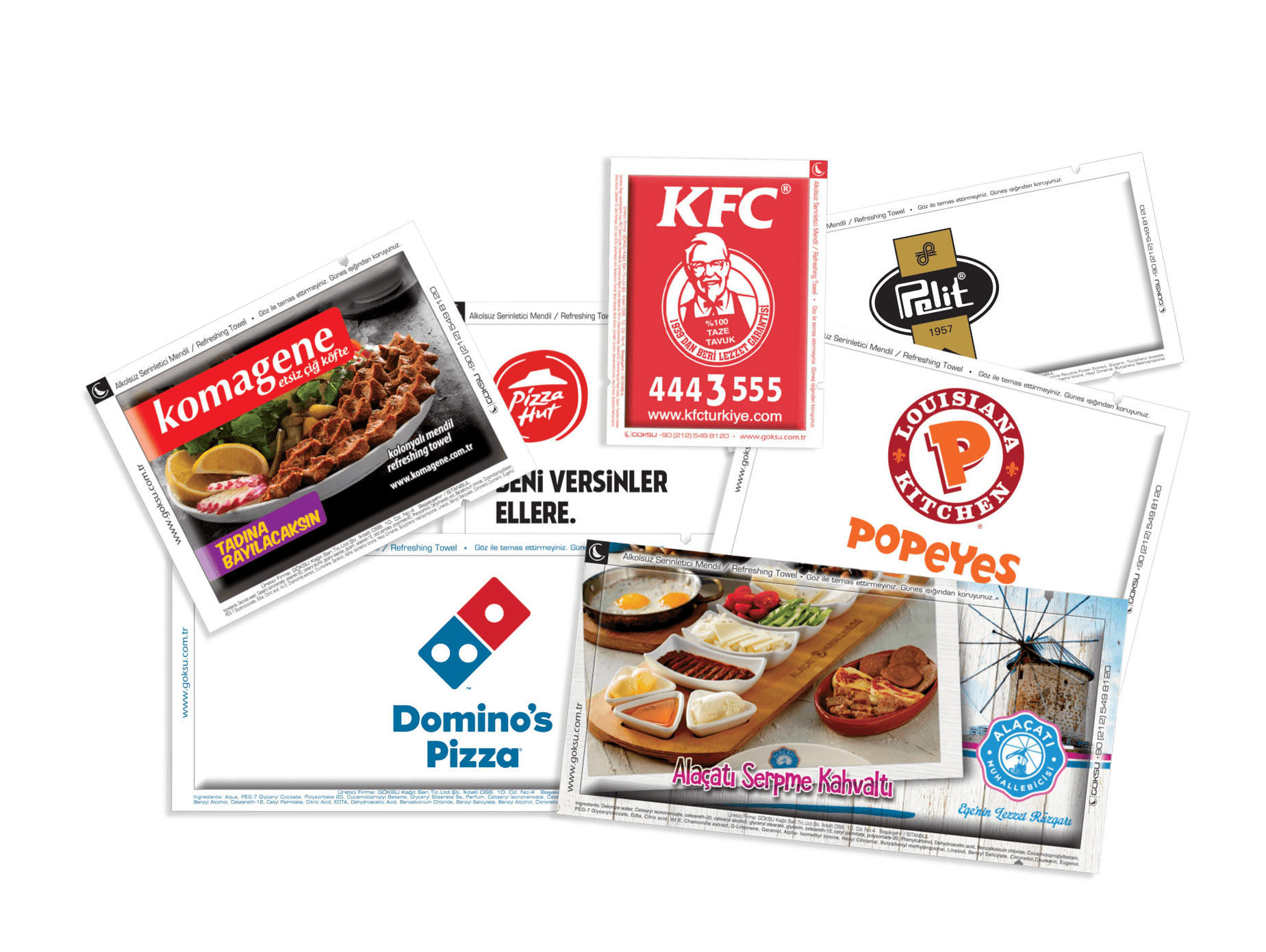 Restaurant wet wipes for dining and food service